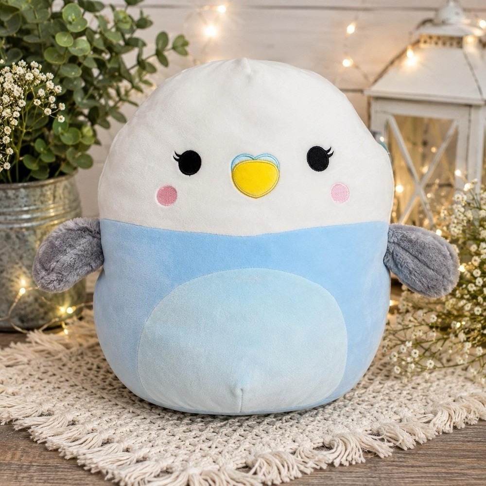 Squishmallows 14-Inch Tycho Blue and White Parakeet Large Ultrasoft Official